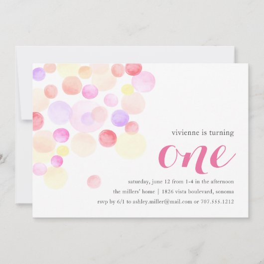 bubbelig | Waterverf eerste uitnodiging van de dag (Voorkant)