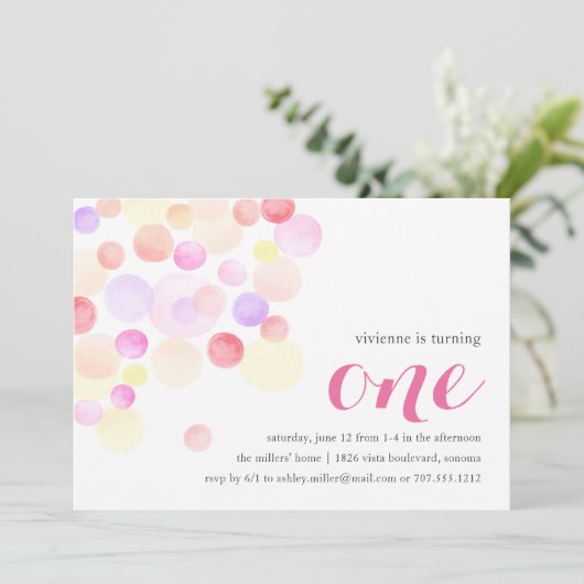 bubbelig | Waterverf eerste uitnodiging van de dag (Staand voorkant)