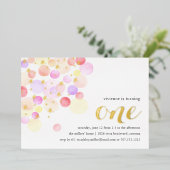 bubbelig | Waterverf eerste verjaardag Folie Uitnodiging (Staand Voorkant)