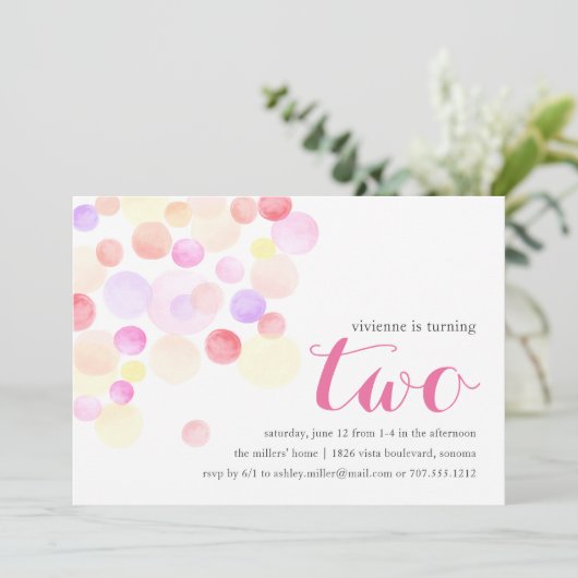 bubbelig | Waterverf Tweede uitnodiging (Staand voorkant)