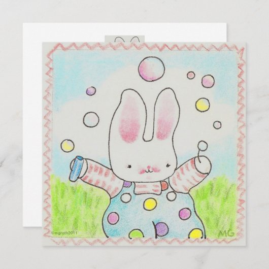 bubbelkonijnse uitnodiging (Voorkant / Achterkant)