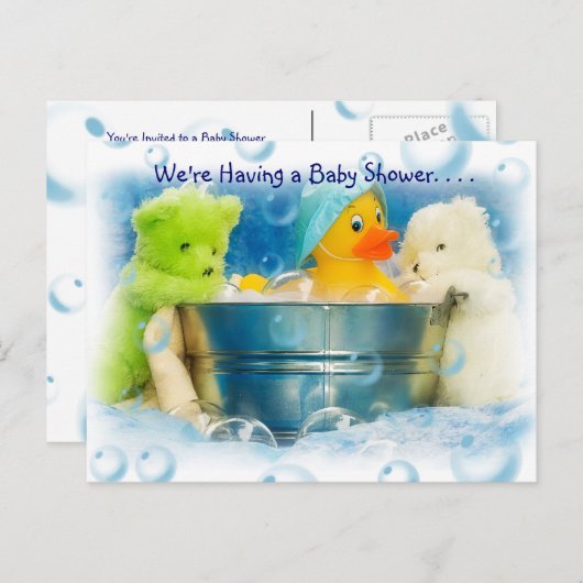 Bubbels Baby Douche Uitnodigingen (Voorkant / Achterkant)