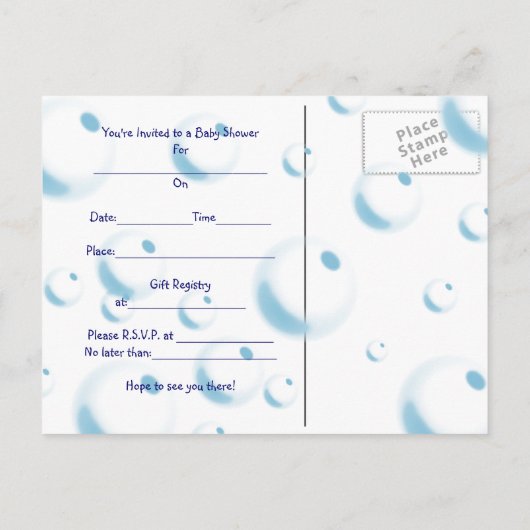 Bubbels Baby Douche Uitnodigingen (Achterkant)