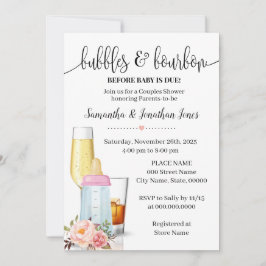 Bubbels & Bourbon voor Baby Due Roze Baby shower Kaart