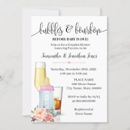 Bubbels & Bourbon voor Baby Due Roze Baby shower Kaart