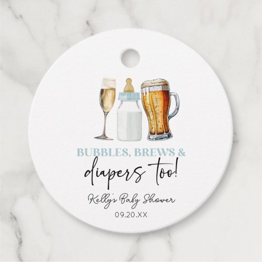 Bubbels Brouwen en Luiers ook! Baby Shower Bedankjes Labels (Voorkant)