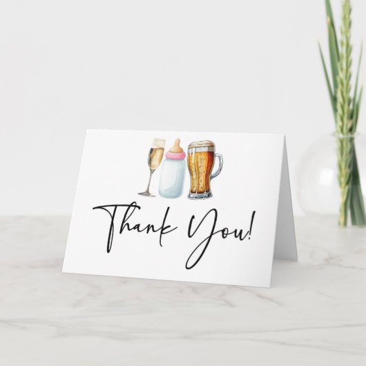 Bubbels Brouwen en Luiers ook! Baby Shower Bedankkaart (Voorkant)