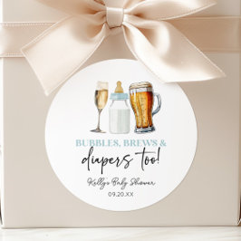 Bubbels Brouwen en Luiers ook! Baby Shower Ronde Sticker