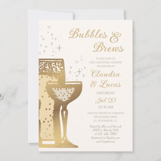 Bubbels Brouwen Koppels Uitnodiging voor Trouwdouc (Voorkant)