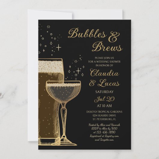 Bubbels Brouwen Koppels Uitnodiging voor Trouwdouc (Voorkant)