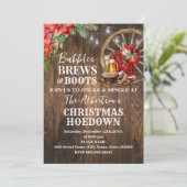 Bubbels Brouwen & Laarzen Westerne Kerst Hoewdown Kaart (Staand voorkant)