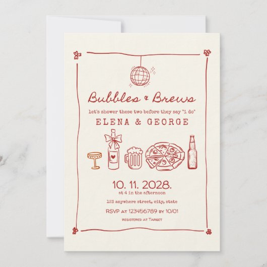 Bubbels & Brouwen Rode Hand getrokken koppels Douc Kaart (Voorkant)