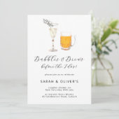 Bubbels & Brouwsels Douche Modern Bier & Champagne Kaart (Staand voorkant)