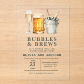 Bubbels & brouwsels Koppels Douche Acryl Uitnodigingen (Voorkant)