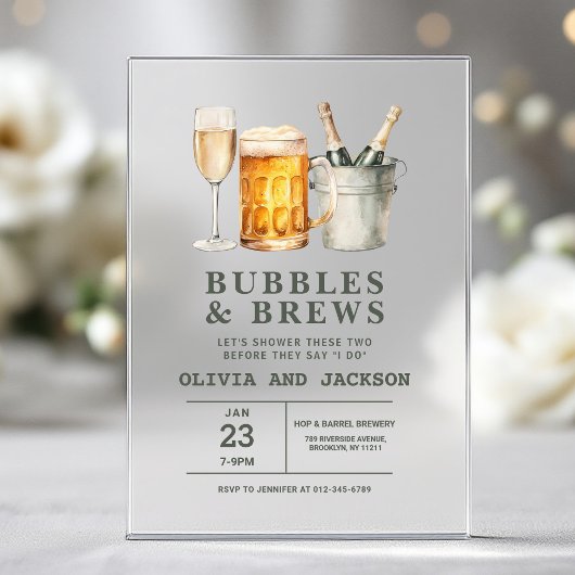 Bubbels & brouwsels Koppels Douche Acryl Uitnodigingen