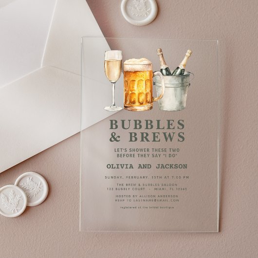 Bubbels & brouwsels Koppels Douche Acryl Uitnodigingen