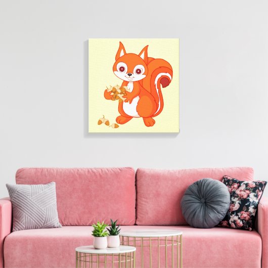 Bubbels de Helpvolle eekhoorn Canvas Afdruk (Insitu (Woonkamer))