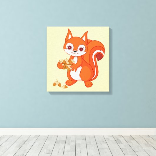 Bubbels de Helpvolle eekhoorn Canvas Afdruk (Insitu (Houten vloer))