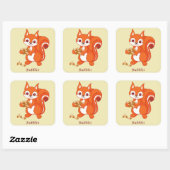 Bubbels de Helpvolle eekhoorn Vierkante Sticker (Vel)