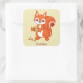 Bubbels de Helpvolle eekhoorn Vierkante Sticker (Tas)
