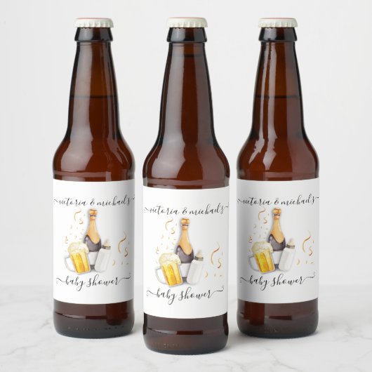Bubbels en Bier Baby shower Bier Etiket (Flessen)