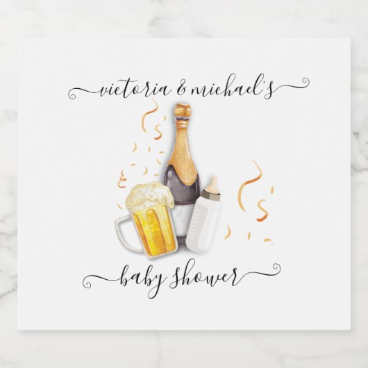 Bubbels en Bier Baby shower Bier Etiket (Enkel label)