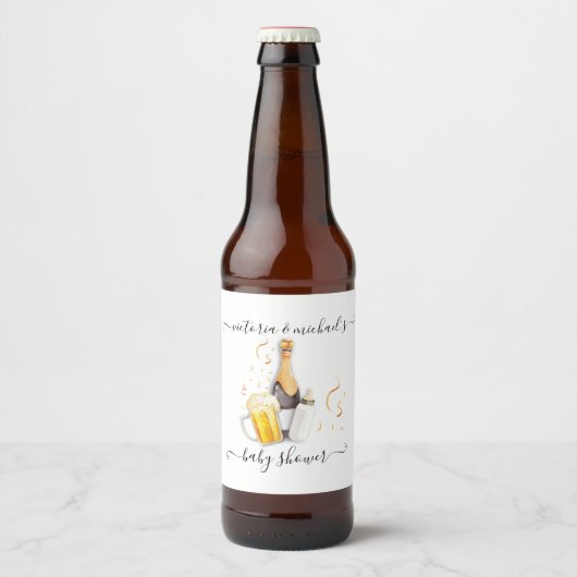 Bubbels en Bier Baby shower Bier Etiket (Voorkant)