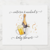 Bubbels en Bier Baby shower Etiket (Enkel label)