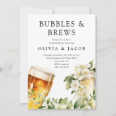 Bubbels en bier koppel bruisfeest foto uitnodiging (Voorkant)