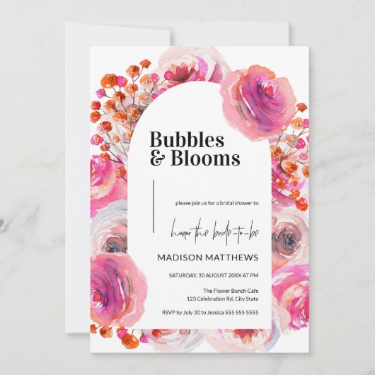 Bubbels en Blooms Vrijgezellenfeest Kaart (Voorkant)