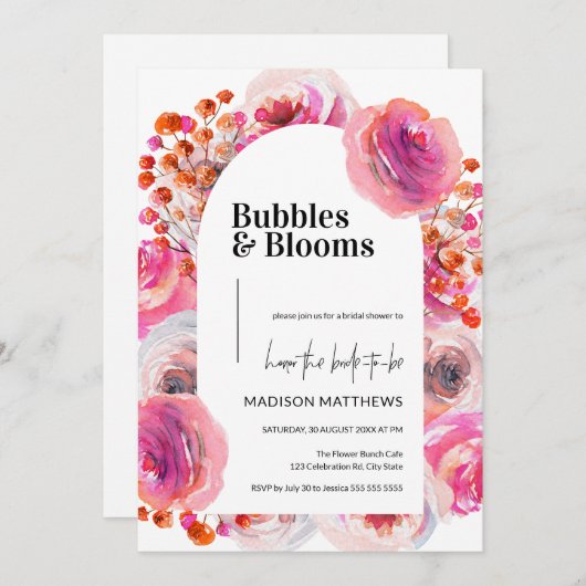 Bubbels en Blooms Vrijgezellenfeest Kaart (Voorkant / Achterkant)