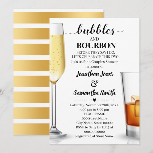 Bubbels en Bourbon voordat ik doe Koppels douche Kaart (Voorkant / Achterkant)