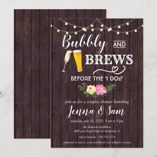 Bubbels en Brouwen Uitnodiging, Bubbels en Brouwen Kaart (Voorkant / Achterkant)