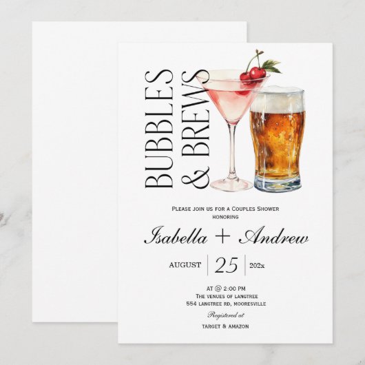 Bubbels en Brouwen Verloving Douche Uitnodiging (Voorkant / Achterkant)