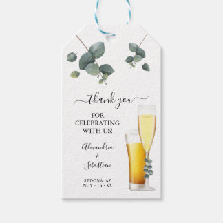 Bubbels en brouwsels Dank u Eucalyptus bruiloft Cadeaulabel