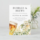 Bubbels en Brouwsels Koppels Bruiloft Kaart (Staand voorkant)