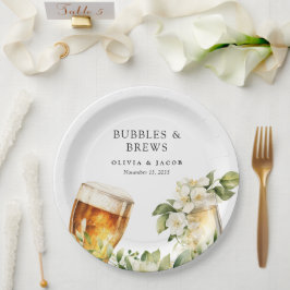 Bubbels en Brouwsels Koppels Bruiloft Papieren Bordje