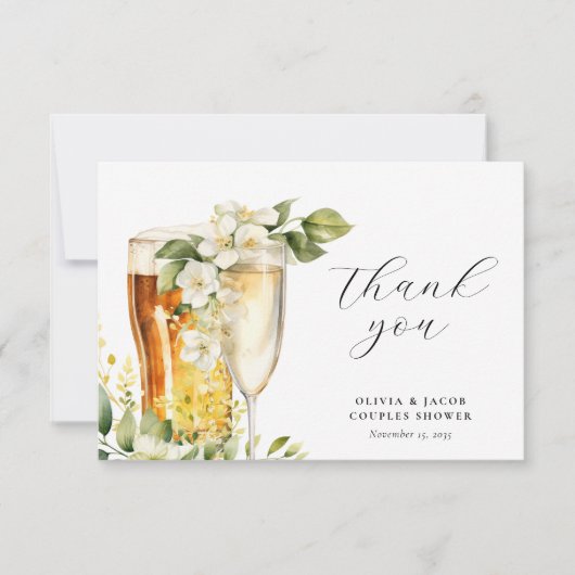 Bubbels en brouwsels Koppels Douche Bedankkaart (Voorkant)