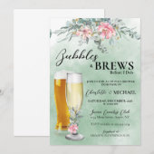 Bubbels en brouwsels Sage Groene Douche Uitnodigin Kaart (Voorkant / Achterkant)