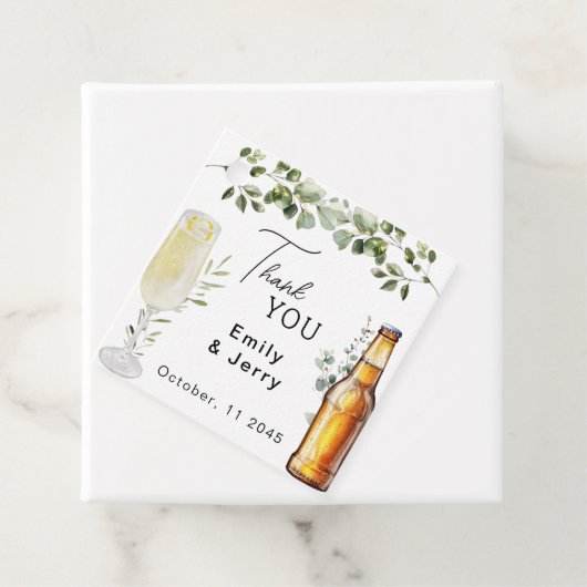 Bubbels en brouwsels Trouwdouche Dank u Bedankjes Labels (In situ)