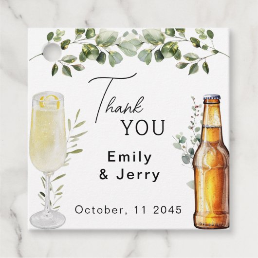 Bubbels en brouwsels Trouwdouche Dank u Bedankjes Labels (Voorkant)