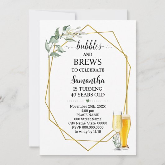 Bubbels en brouwsels Verjaardag groen goud Kaart (Voorkant)