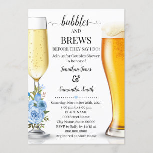 Bubbels en brouwsels voordat ik bruidsdouche blauw kaart