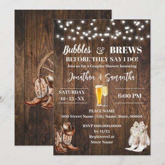 Bubbels en brouwsels voordat ik Country Wedding do Kaart (Voorkant / Achterkant)