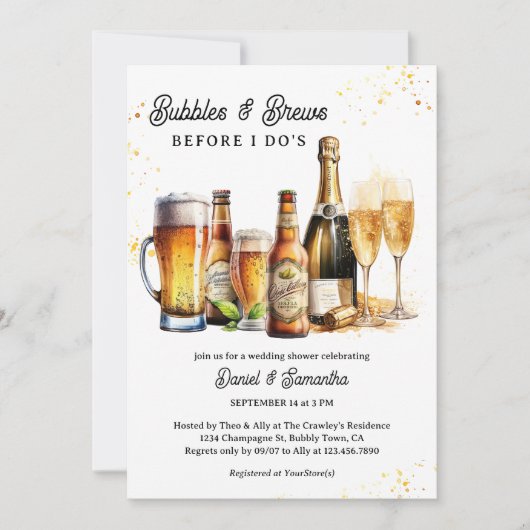 Bubbels en brouwt bruiloft douche verlovingsfeest kaart (Voorkant)