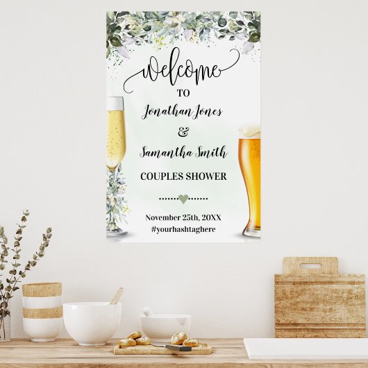 Bubbels en brouwt Welkom Koppels Douchebord Poster (Keuken)
