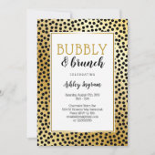 Bubbels en brunch in zwarte en gouden Stippen Kaart (Voorkant)