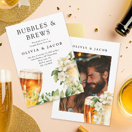 Bubbels en Drankjes Koppel Bruiloft Foto Uitnodigi Kaart