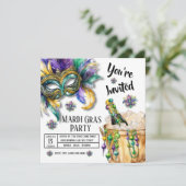 Bubbels en kralen Mardi Gras Party Kaart (Staand voorkant)