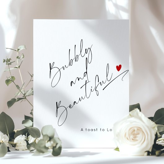 Bubbels en mooi minimalistisch script Bridal Poster